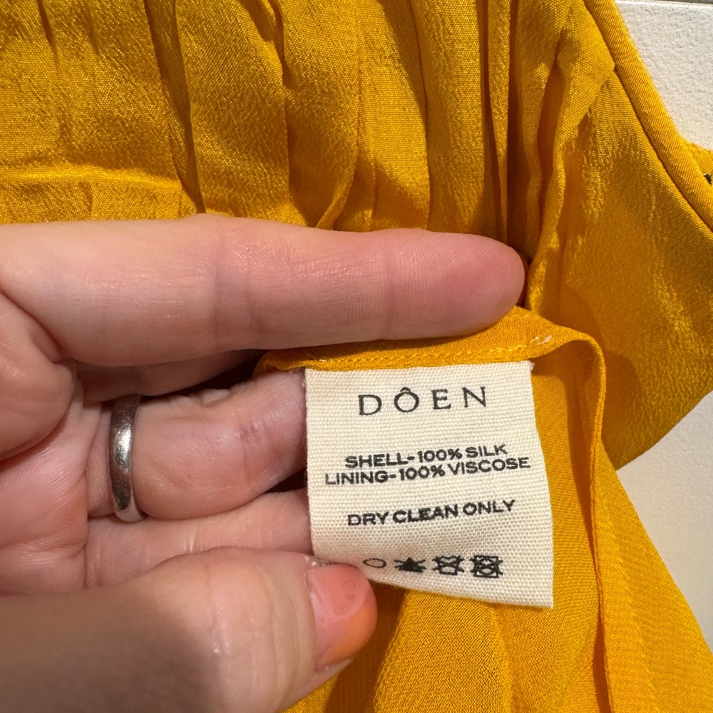 NWT Doen yellow silk Fleurie mini dress in goldenrod - Picture 5 of 9